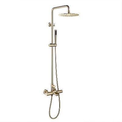 Cross border exclusive Nordic brushed gold shower constant temperature intelligent shower set all copper pressurized shower set
