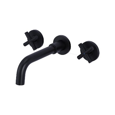 Copper wall cold and hot wash basin black faucet split double table basin concealed washbasin faucet