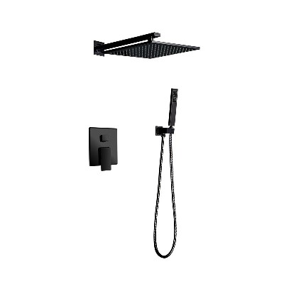 Manufacturer wholesale copper cold and hot concealed shower shower set embedded wall concealed ceiling black buried wall shower