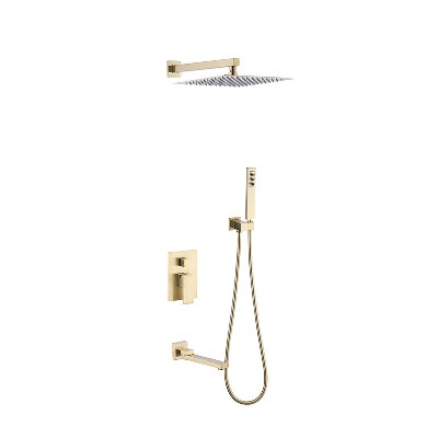 Cross border special for concealed Flower Shower into wall embedded box water mixing valve ceiling copper shower set wire drawing gold