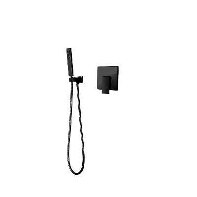 Cross border special black copper cold and hot water pressurized mixing valve with hand-held concealed flower shower set into the wall