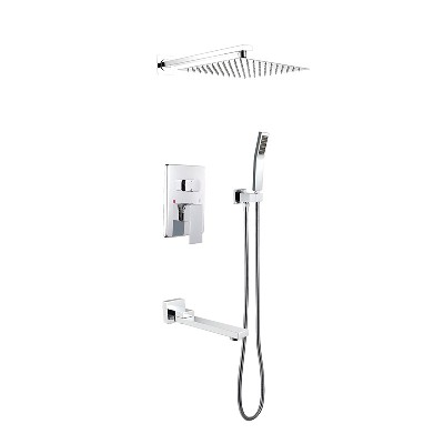 Cross border exclusive supply of copper Nordic cold air chrome plated wall mounted flush shower set bathroom shower